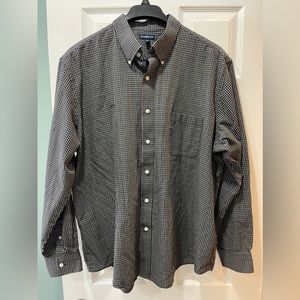 Croft & Barrow Men’s XXL Button Down Long Sleeve Checked Shirt Black White
